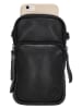 HIDE & STITCHES Leder-Handytasche in Schwarz - (B)10 x (H)17,5 x (T)4 cm