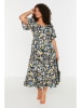 trendyol Kleid in Dunkelblau/ Gelb