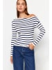 trendyol Longsleeve in Weiß/ Dunkelblau