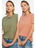 trendyol 2er-Set: Shirts in Altrosa/ Oliv