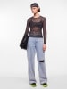 Pieces Longsleeve in Grau/ Schwarz