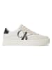 CALVIN KLEIN JEANS Leder-Sneakers in Creme/ Schwarz