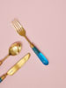 Rice Vork goudkleurig/blauw - (L)21,8 cm