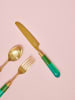 Rice Mes goudkleurig/groen - (L)23,5 cm