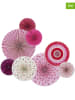 Rice 8-delige set: papieren waaiers lichtroze/paars/wit