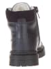 POM POM Leder-Winterboots in Dunkelblau