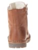 POM POM Leder-Winterboots in Hellbraun