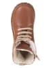 POM POM Leder-Winterboots in Hellbraun