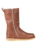 POM POM Leder-Winterstiefel in Hellbraun