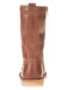 POM POM Leder-Winterstiefel in Hellbraun