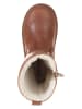 POM POM Leder-Winterstiefel in Hellbraun