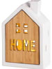 GILDE Decoratief ledobject "Home" lichtbruin/wit- (H)10,5 x Ø 16,5 cm