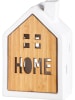 GILDE Decoratief ledobject "Home" lichtbruin/wit- (H)10,5 x Ø 16,5 cm