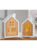 GILDE Decoratief ledobject "Home" lichtbruin/wit- (H)10,5 x Ø 16,5 cm