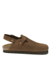 Mandel Leren clogs donkerbruin