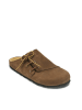 Mandel Leren clogs donkerbruin