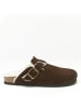 Mandel Leder-Clogs in Dunkelbraun