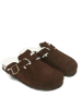 Mandel Leder-Clogs in Dunkelbraun