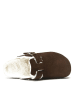 Mandel Leder-Clogs in Dunkelbraun