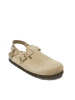 Mandel Leder-Clogs in Taupe