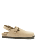 Mandel Leren clogs taupe