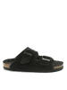 Mandel Leren slippers zwart