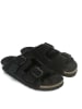 Mandel Leren slippers zwart
