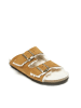 Mandel Leren slippers bruin