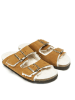 Mandel Leren slippers bruin