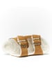 Mandel Leren slippers bruin