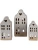 Clayre & Eef Theelichthouder "Huis" crème/beige - (B)7 x (H)14 x (D)6 cm