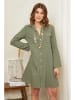 Curvy Lady Linnen jurk olijfgroen