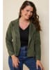 Curvy Lady Kunstlederjacke in Khaki