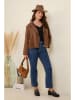 Curvy Lady Kunstlederjacke in Braun