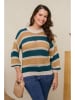 Curvy Lady Pullover in Türkis/ Creme