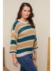 Curvy Lady Pullover in Türkis/ Creme