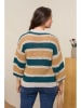 Curvy Lady Pullover in Türkis/ Creme