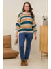 Curvy Lady Pullover in Türkis/ Creme