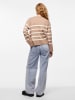 Pieces Pullover "Sia" in Beige/ Weiß
