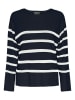 Pieces Pullover "Sia" in Dunkelblau/ Weiß