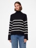 Pieces Rollkragenpullover "Sia" in Schwarz/ Weiß