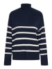 Pieces Rollkragenpullover "Sia" in Dunkelblau/ Weiß