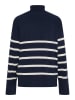 Pieces Rollkragenpullover "Sia" in Dunkelblau/ Weiß