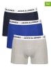 Jack & Jones 3er-Set: Boxershorts in Dunkelblau/ Blau/ Hellgrau