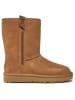 UGG Lammfell-Boots "Classic Short Bailey Zip" in Hellbraun
