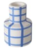 Boltze 2-delige set: kaarshouders "Checky" blauw/wit - (H)7,3 cm