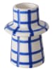 Boltze 2-delige set: kaarshouders "Checky" blauw/wit - (H)7,3 cm