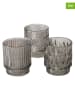Boltze 3-delige set: windlichten "Selua" grijs - (H)8 cm