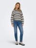 JDY Pullover "Justy" in Grau/ Weiß