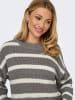 JDY Pullover "Justy" in Grau/ Weiß